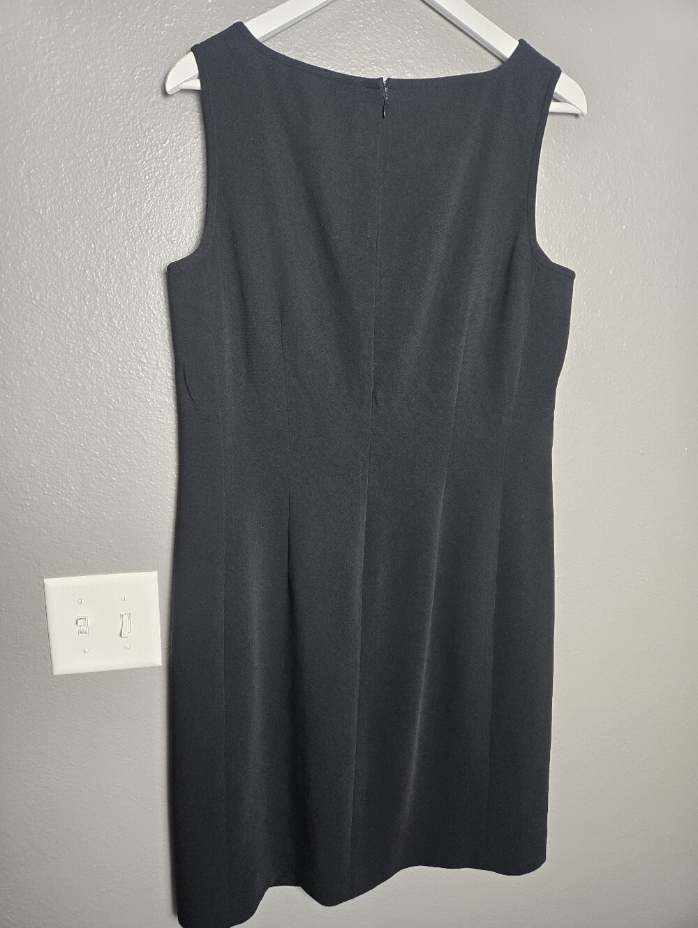 Vintage Ann Taylor Black Classic Square Neck Shift Dress Size 14 - Picture 9 of 16